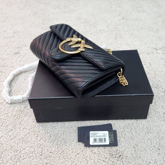 PINKO Love One Wallet C Black Purse / Wallet on a Chain - Picture 5 of 10